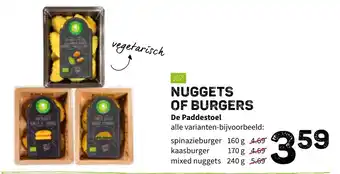 Nuggets of burgers De Paddestoel alle varianten-bijvoorbeeld mixed nuggets 240g