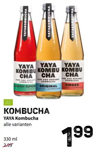 Ekoplaza Kombucha yaya Kombucha alle varianten 330ml aanbieding