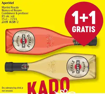 Delhaize Martini Royale Bianco of Rosato Aperitief 8% alc.vol 75cl aanbieding