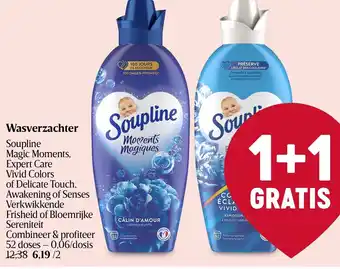 Delhaize Soupline Magic Moments, Expert Care Vivid Colors of of Delicate Touch, Awakening of Senses Verkwikkende Wasverzachter aanbieding