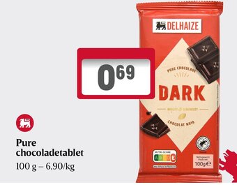 Delhaize Pure chocoladetablet 100 g aanbieding