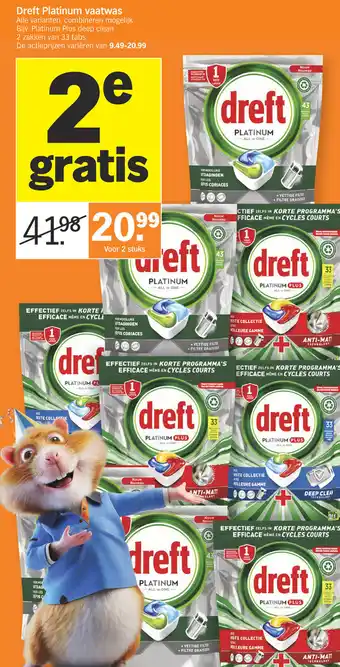 Albert Heijn Dreft Platinum vaatwas Alle Varianten aanbieding