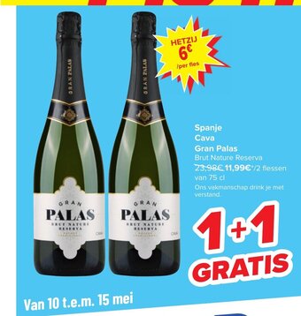 Carrefour Spanje Cava Gran Palas Brut Nature Reserva aanbieding