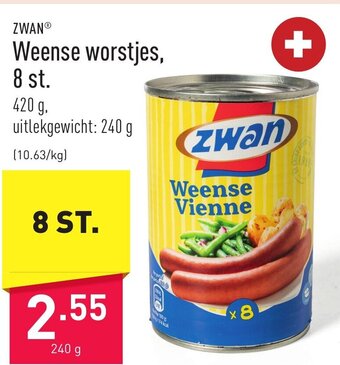 ALDI Zwan Weense worstjes 240g aanbieding