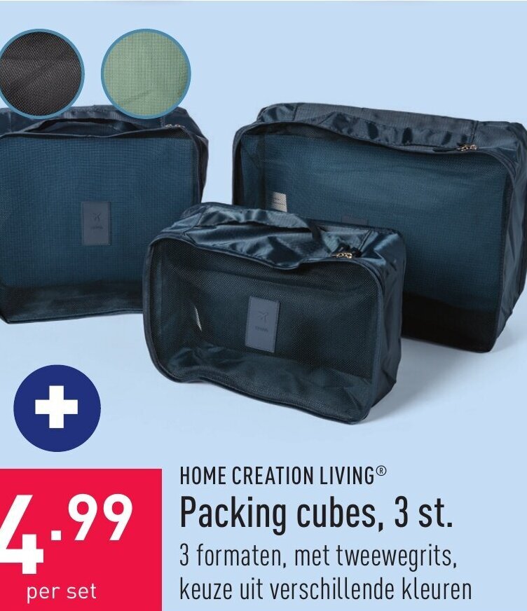 HOME CREATION LIVINGⓇ Packing cubes, 3 st. promotie bij ALDI