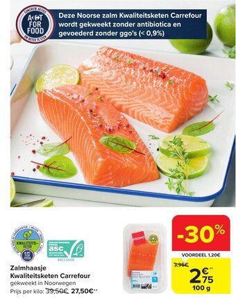 Carrefour Market Zalmhaasje Kwaliteitsketen 100 g aanbieding