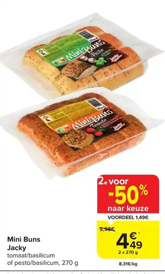 Carrefour Market Mini Buns Jacky 2 x 270 g aanbieding