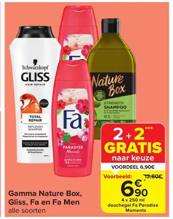 Carrefour Market Gamma Nature Box, Gliss, Fa en Fa Men 4 x 250 ml aanbieding