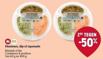 Delhaize Hummus, dip of tapenade aanbieding
