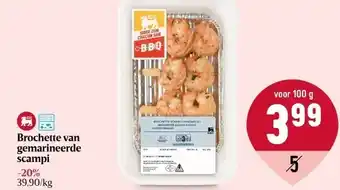Delhaize Brochette van gemarineerde scampi aanbieding
