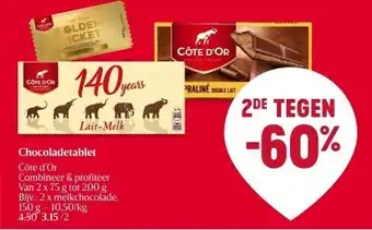 Delhaize Chocoladetablet côte d’or combineer & profiteer aanbieding
