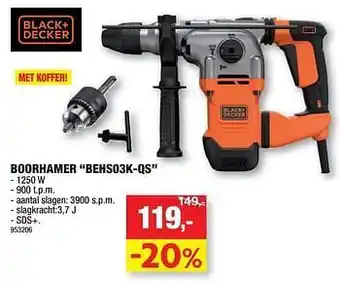 Hubo Black + decker Boorhamer behs03k-qs 1250 W aanbieding