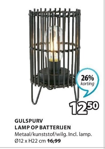 Jysk Gulspurv lamp op batterijen aanbieding