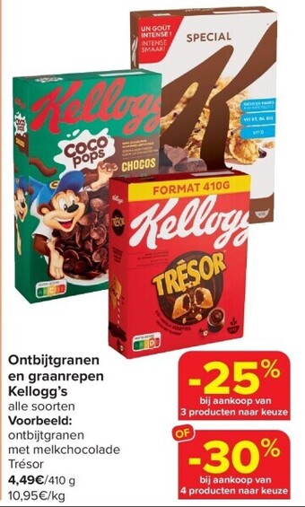 Carrefour Ontbijtgranen en graanrepen kellogg’s aanbieding