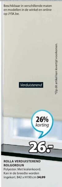 Jysk Rolla verduisterend rolgordijn aanbieding