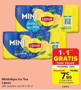 Carrefour Miniblikjes ice tea lipton aanbieding