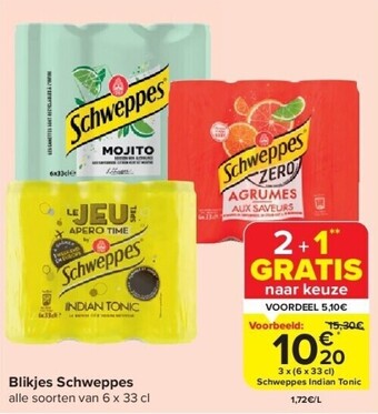 Carrefour Blikjes schweppes aanbieding