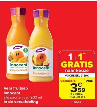 Carrefour Vers fruitsap innocent aanbieding