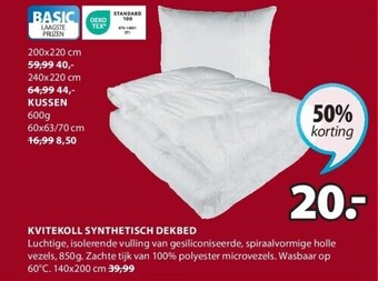 Jysk Kvitekoll synthetisch dekbed aanbieding