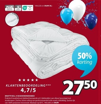 Jysk Brattfjell 4 seizoenendekbed aanbieding