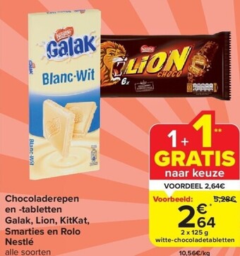 Chocoladerepen en -tabletten galak, lion, kitkat, smarties en rolo nestlé