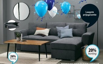 Jysk Vejlby bedbank met chaise longue aanbieding