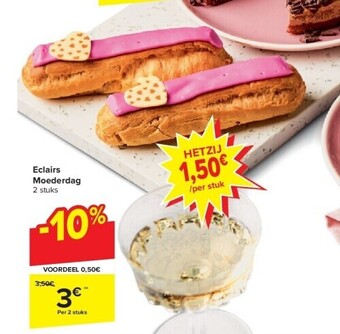 Carrefour Eclairs moederdag 2 stuks aanbieding
