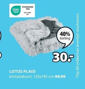 Jysk Lotus plaid aanbieding