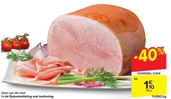 Ham van de chef in de fi jnkostafdeling met bediening
