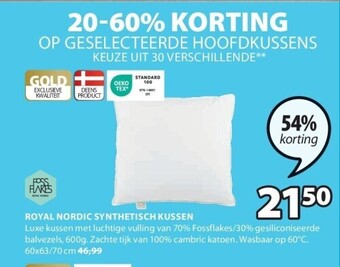 Jysk Royal nordic synthetisch kussen aanbieding