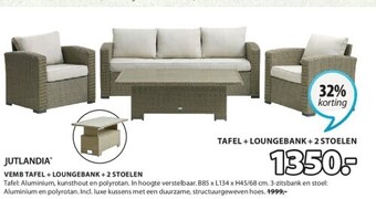 Jysk Vemb tafel + loungebank + 2 stoelen aanbieding