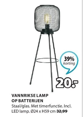 Jysk Vannrikse lamp op batterijen aanbieding