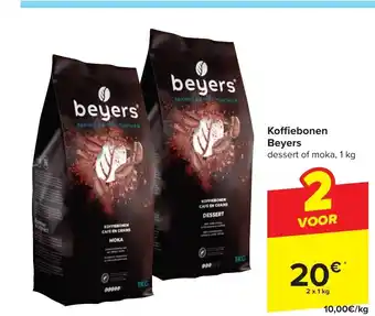 Carrefour Koffiebonen Beyers dessert of moka, 1 1 kg aanbieding