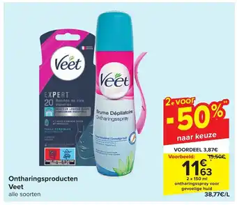Carrefour Ontharingsproducten Veet 2x150 ml aanbieding