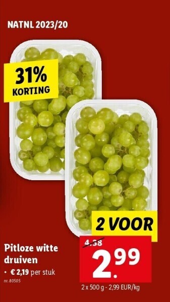 Lidl Pitloze witte druiven aanbieding