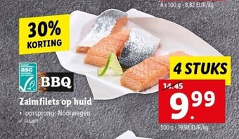 Lidl Zalmfilets op huid aanbieding