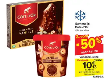 Carrefour Gamma ijs Côte d'Or alle soorten aanbieding