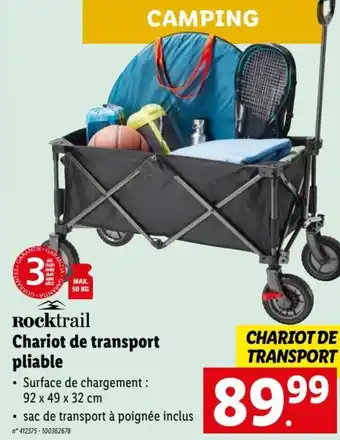 Lidl Rocktrail Chariot de transport pliable 92 x 49 x 32cm n. 412375 - 100362678 aanbieding