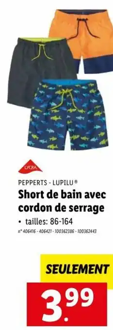 Lidl PEPPERTS - LUPILUⓇ Short de bain avec cordon de serrage aanbieding