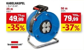 Hubo Kabelhaspel - 3 x 1,5 m2. 25 m aanbieding