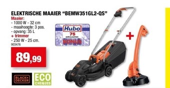 Hubo Elektrische maaier “bemw351gl2-qs” aanbieding
