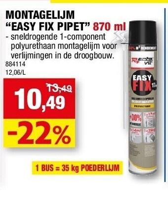Hubo Montagelijm “easy fix pipet” 870 ml aanbieding