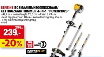 Hubo Benzine bosmaaier/heggenschaar/ kettingzaag/trimmer 4-in-1 “powxg3026” aanbieding