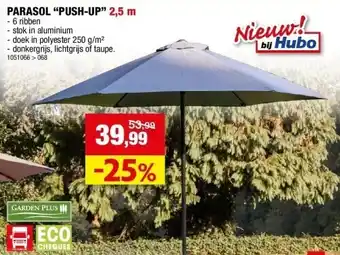 Hubo Parasol “push-up” 2,5 m aanbieding