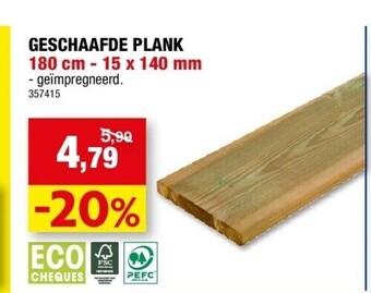 Hubo Geschaafde plank 180 cm - 15 x 140 mm aanbieding