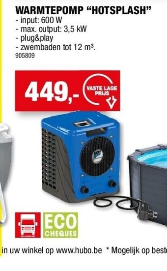 Hubo Warmtepomp “hotsplash” aanbieding