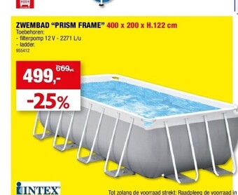 Hubo Zwembad “prism frame” 400 x 200 x h.122 cm aanbieding