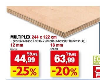 Hubo Multiplex 244 x 122 cm aanbieding
