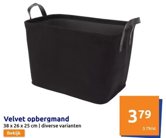 Action Velvet opbergmand aanbieding