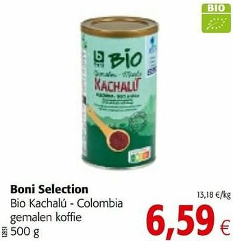 Colruyt Boni selection bio kachalú - colombia gemalen koffie aanbieding